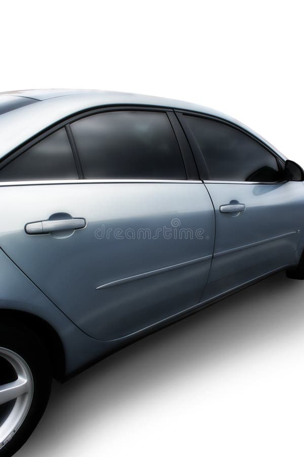 Srebrny samochód na białym tle fotografia stock