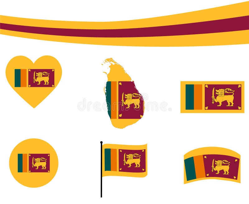 Sri Lanka Fahne Karte Band Und Herz-Icons Vektor Illustration Abstrakte