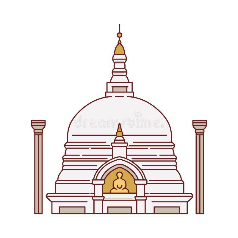 Sri Lanka Landmark Buddhists Temple Vector Illustration Sketch Cartoon  Isolated. Stock Vector - Illustration of historical, isolated: 192779389