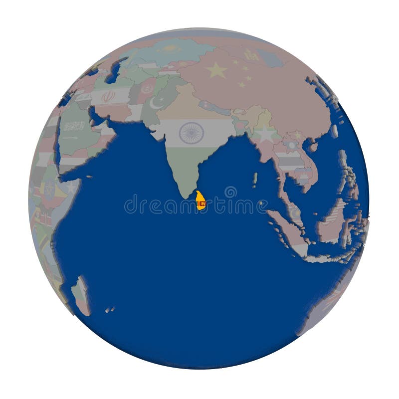 Sri Lanka on Political Globe Stock Illustration - Illustration of ...