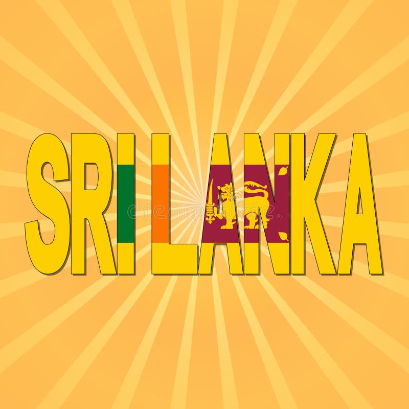 Sri Lanka-vlagtekst met zonnestraalillustratie