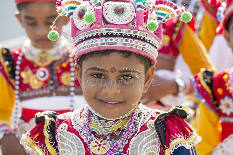 Sri Lankan children involved in the Katina festival . Mirissa, Sri Lanka