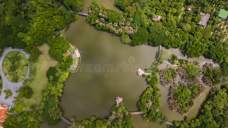 Sri洛坤Khuean可汗公园和植物园鸟瞰图 库存图片 Sri洛坤Khuean可汗公园和植物园鸟瞰图 库存图片