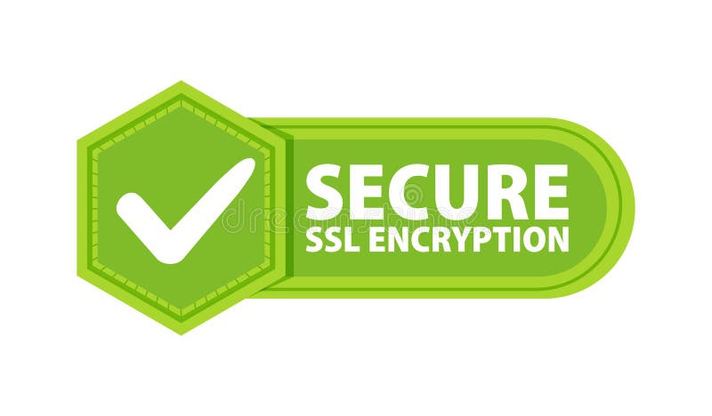 شارة اتصال SSL HTTPS آمن مع علامة تحقق. ملصق أو لاصق رسم توضيحي ستوك