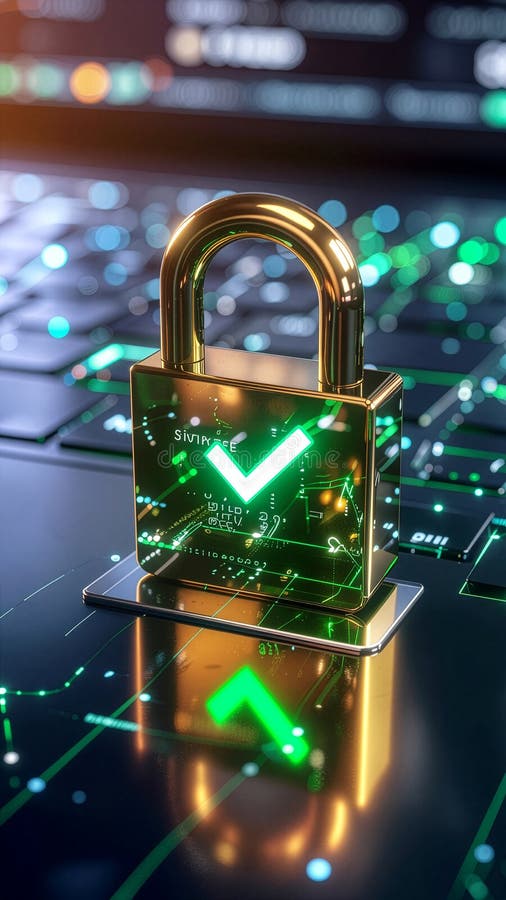 豪华金色SSL证书，带绿色锁和HTTPS – 安全 向量例证