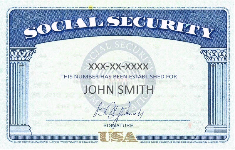 Ssn de carte d'assurance sociale images libres de droits