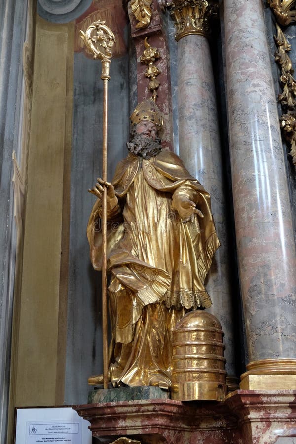 Saint Ambrose, altar of Saint John of God in Barmherzigenkirche church in Graz, Styria, Austria. Saint Ambrose, altar of Saint John of God in Barmherzigenkirche church in Graz, Styria, Austria