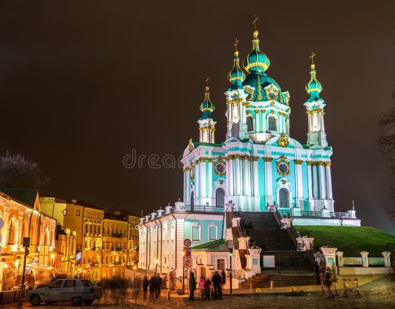 St Andrew Church, één van oriëntatiepunten van Kiev, de Oekraïne royalty-vrije stock foto St Andrew Church, één van oriëntatiepunten van Kiev, de Oekraïne royalty-vrije stock foto