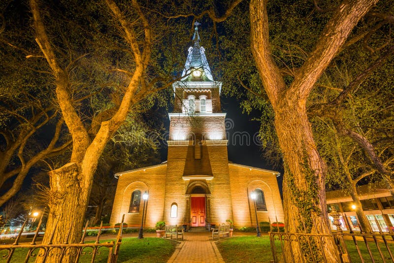 St. Anne`s Parish at Night, in Annapolis, Maryland Stock Photo Image