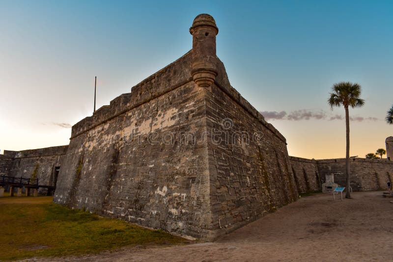 Panoramic View of Castillo De San Marcos on Lightblue Background in