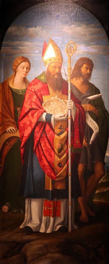 St Catherine de l'Alexandrie, St Quirinus, et Jean-Baptist image libre de droits St Catherine de l'Alexandrie, St Quirinus, et Jean-Baptist image libre de droits