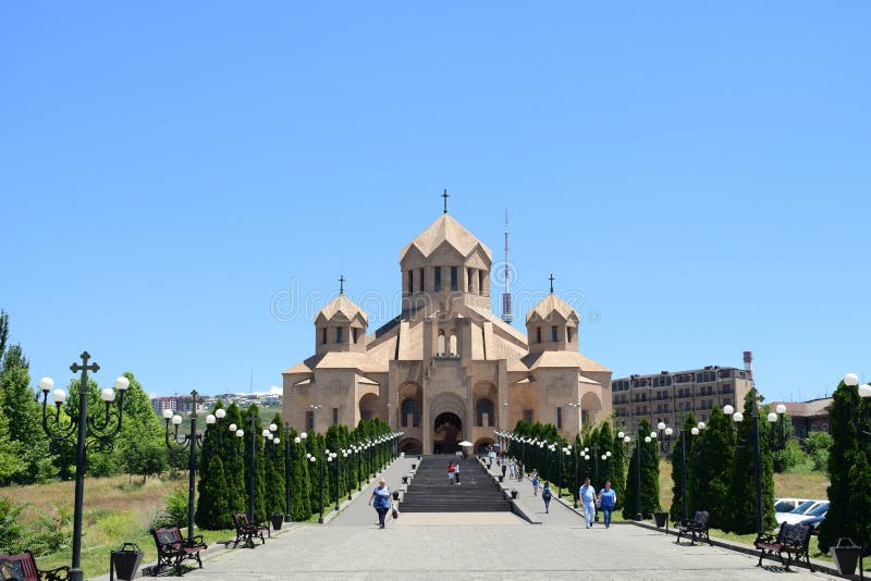 St Gregory illuminationsenheten Cathedral, Yerevan, Armenien royaltyfria foton St Gregory illuminationsenheten Cathedral, Yerevan, Armenien royaltyfria foton