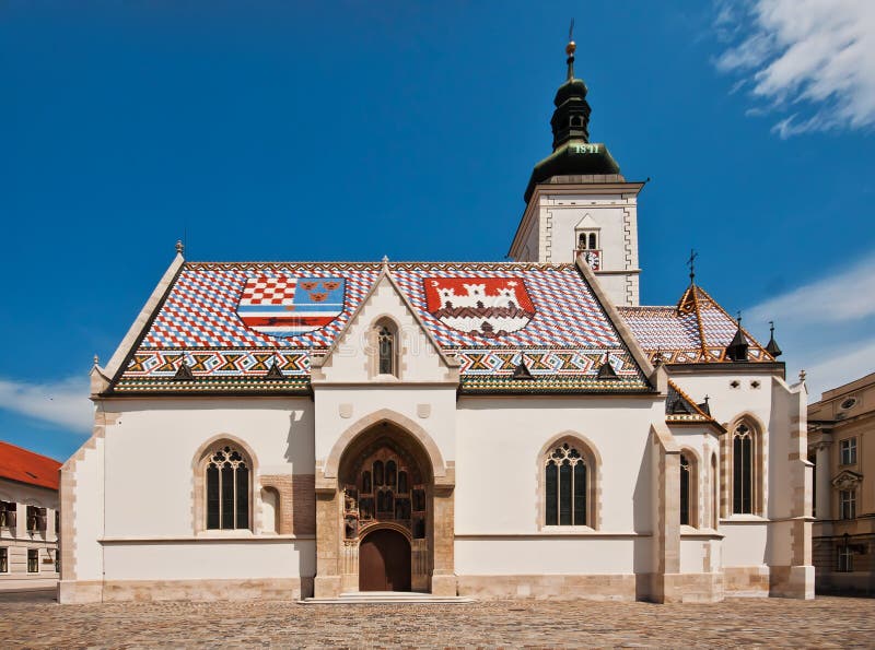 St. Igreja da marca em Zagreb, Croatia fotos de stock St. Igreja da marca em Zagreb, Croatia fotos de stock