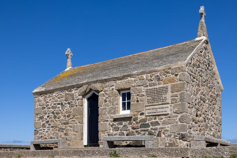 View of the ancient Chapel of St Nicholas at St Ives, Cornwall on May 13, 2021 royalty free stock photos