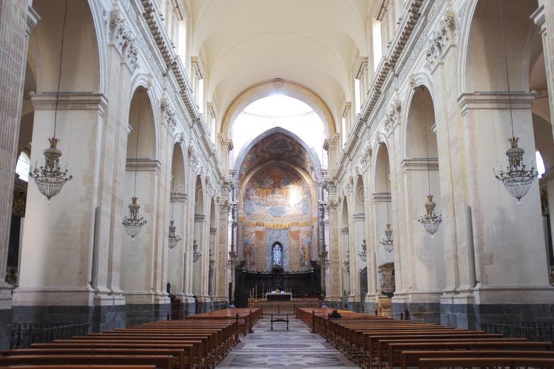 Central nave of St. Agatha Cathedral in Catania, Italy. Central nave of St. Agatha Cathedral in Catania, Italy