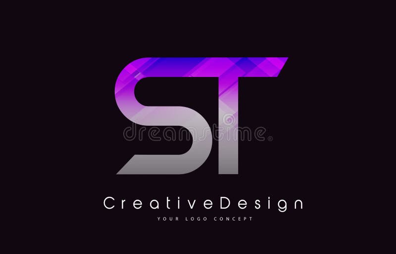 ST Letter Logo Design. Purple Texture Creative Icon Modern Letters ...