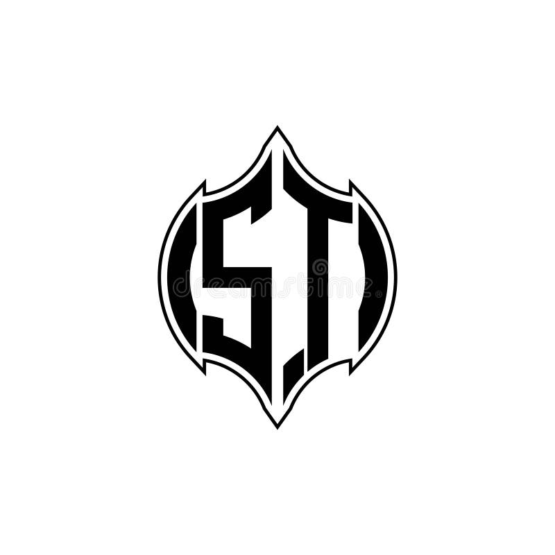 ST Logo Monogram Geometric Shield Shape Style Stock Vector