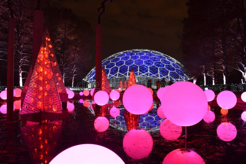 Garden Glow Lights In Missouri Botanic Garden Editorial Stock