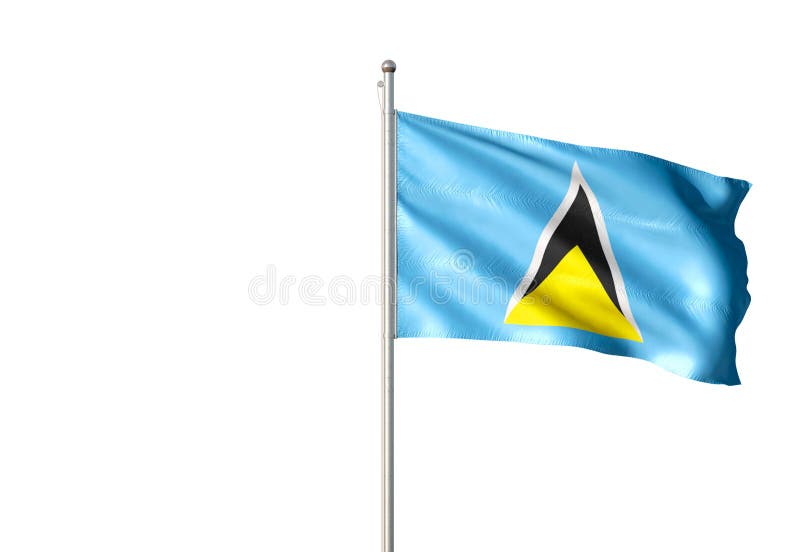 St. Lucia-Staatsflagge, die lokalisierte realistische Illustration 3d des weißen Hintergrundes wellenartig bewegt vektor abbildung St. Lucia-Staatsflagge, die lokalisierte realistische Illustration 3d des weißen Hintergrundes wellenartig bewegt vektor abbildung