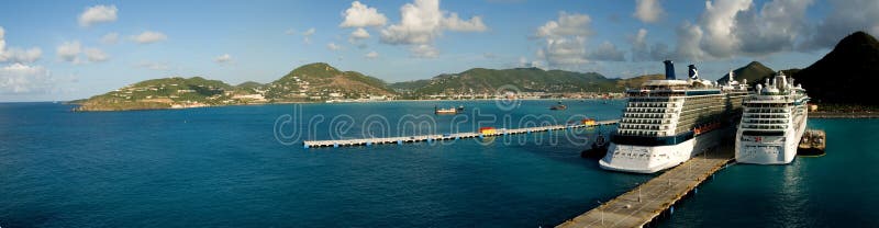 St-maarten harbour with cruise ships