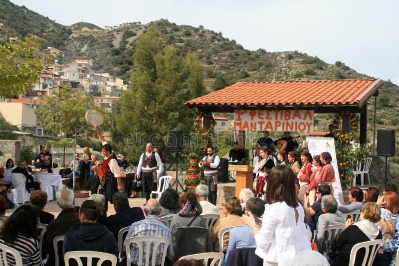 1st mandarynu festiwal w Dierona wiosce, Cypr obraz stock 1st mandarynu festiwal w Dierona wiosce, Cypr obraz stock
