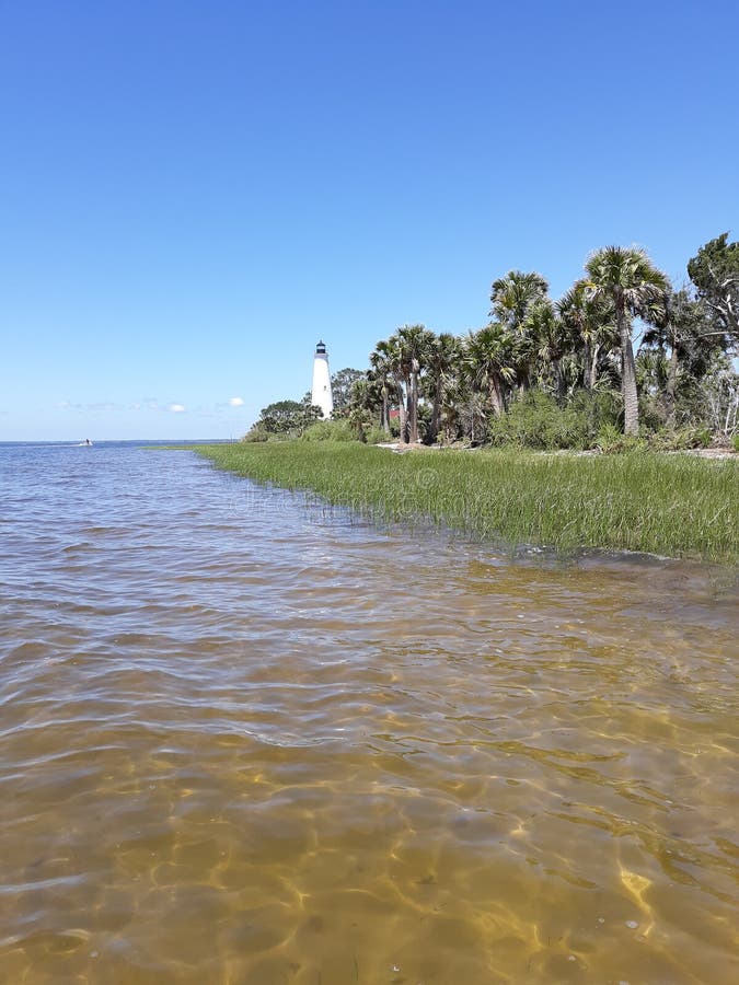 St Marks Florida Lighthouse 1 Stock Image Image of marks, trees