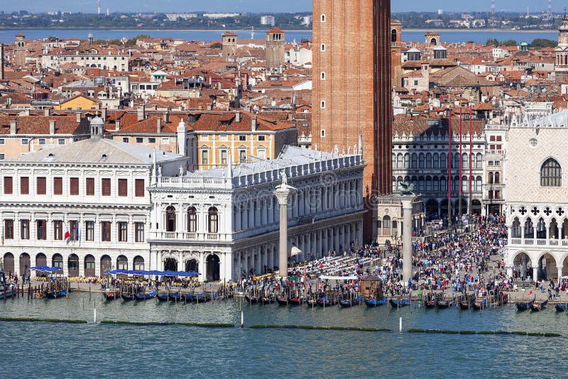 St. Mark`s Square Piazza San Marco, Piazzetta, crowd of tourists, Venice, Italy