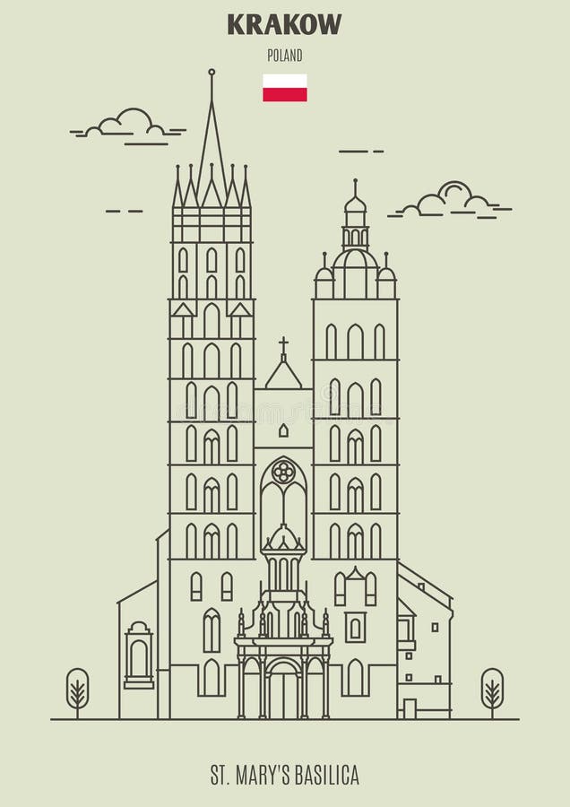 St. Mary Basilica in Krakow, Poland. Landmark icon