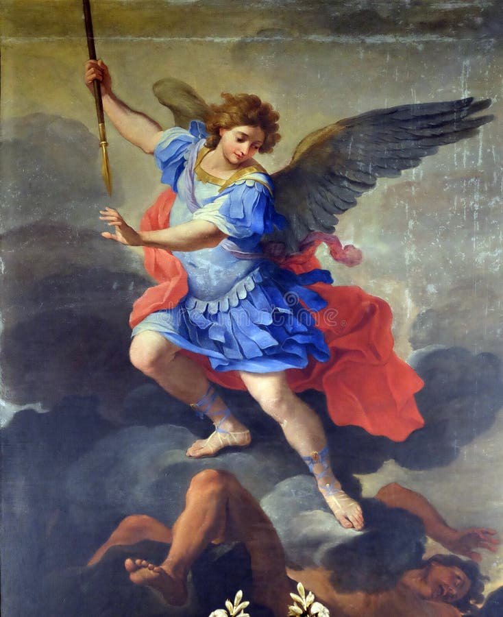 St Michael the Archangel, altarpiece by Ludovico Gimignani in Chapel of St Michael the Archangel, Basilica di Sant Andrea delle Fratte, Rome, Italy. St Michael the Archangel, altarpiece by Ludovico Gimignani in Chapel of St Michael the Archangel, Basilica di Sant Andrea delle Fratte, Rome, Italy.