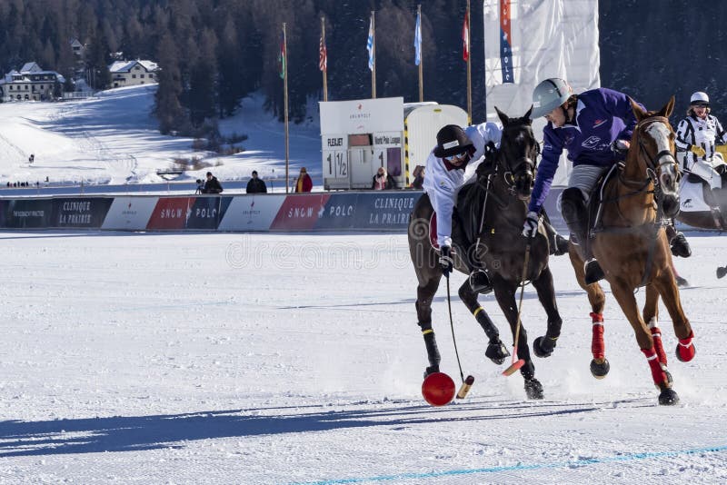 St. Moritz January 29, 2023 Game Actions at the Snow Polo World Cup St.Moritz 2023 Finals