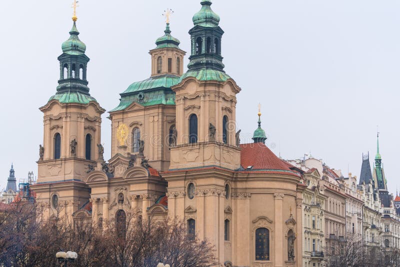 St. Nicholas Cathedral at Old Town square, a monumental piece of Prague Baroque architecture, is Czechoslovak Hussite Church since 1920. St. Nicholas Cathedral at Old Town square, a monumental piece of Prague Baroque architecture, is Czechoslovak Hussite Church since 1920.