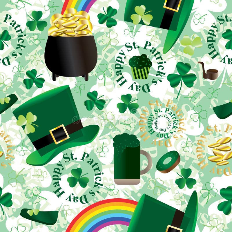 St. Patrick Day Green Seamless Pattern Stock Vector - Illustration of ...