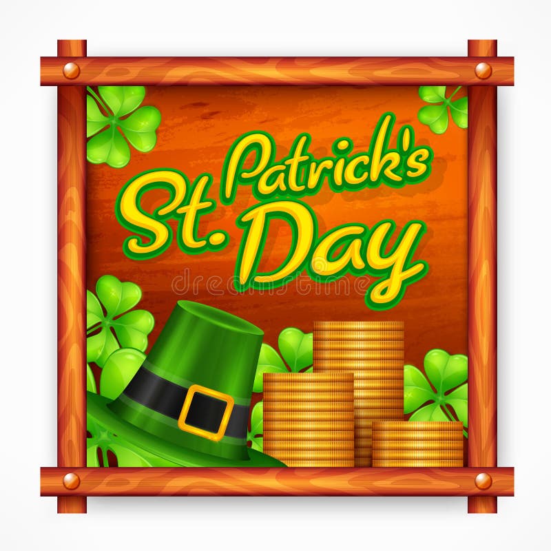 St. Patrick's day poster design template with hipster Leprechaun. Vector  illustration Stock Vector