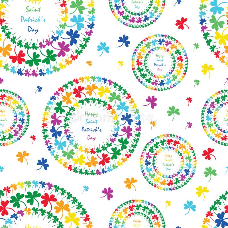 St. Patrick's Day mandala circle clover rainbow style seamless pattern vector illustration St. Patrick's Day mandala circle clover rainbow style seamless pattern vector illustration