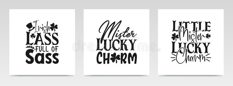 St Patrick`s Day Quotes Letter Typography Set Illustration Stock Vector