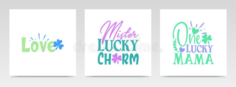 St Patrick`s Day Quotes Letter Typography Set Illustration Stock Vector