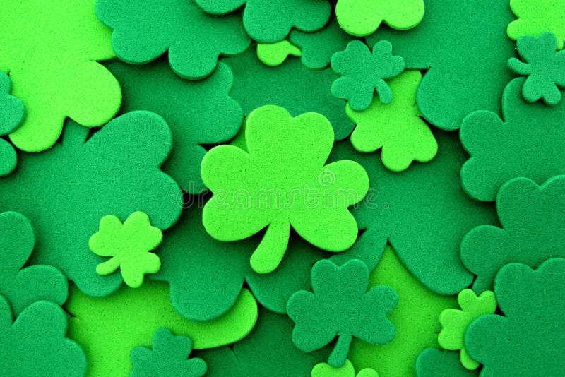 St Patrick's Day background of green textured shamrocks. St Patrick's Day background of green textured shamrocks