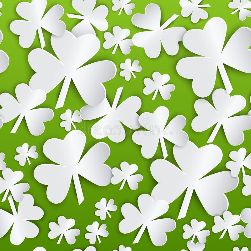 St- Patrick` s Tagesverlässt nahtloser Muster-Hintergrund mit weißem Shamrock auf Grün vektor abbildung St- Patrick` s Tagesverlässt nahtloser Muster-Hintergrund mit weißem Shamrock auf Grün vektor abbildung