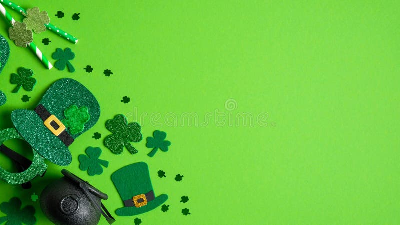 SZZWY 8x6.5ft Happy St Patricks Day Backdrop Saint Patricks Day Decor Banner Leprechaun Hat Glitter Shamrock Gold Irish Lucky Day Background for Photography