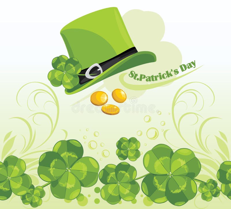 St. Patricks Day hat and coins on the background w