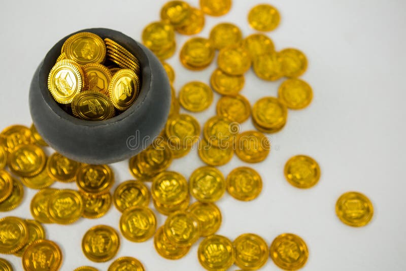 St. Patricks Day Pot Filled with Chocolate Gold Coins Stock Image Image of chocolate, checkup