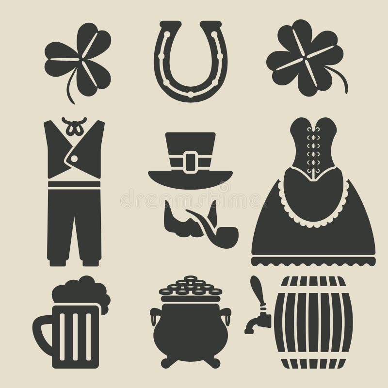 St. Patricks Day symbols set vector illustration St. Patricks Day symbols set vector illustration