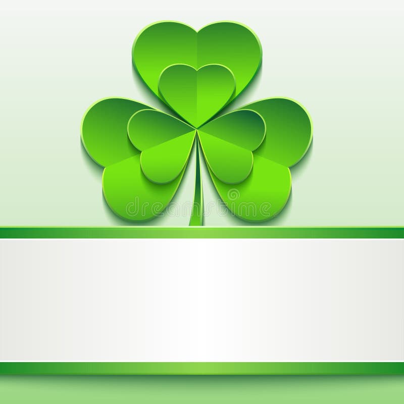 St Patricks dnia karta z zieloną koniczyną i papierem royalty ilustracja St Patricks dnia karta z zieloną koniczyną i papierem royalty ilustracja