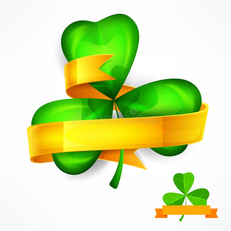 St Patricks groene klaverbladeren met lint op wit Vector illustratie royalty-vrije illustratie St Patricks groene klaverbladeren met lint op wit Vector illustratie royalty-vrije illustratie