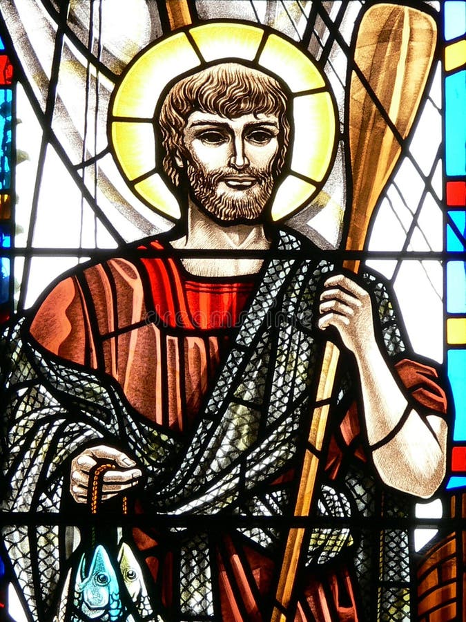 Stained glass image of St. Peter. Stained glass image of St. Peter