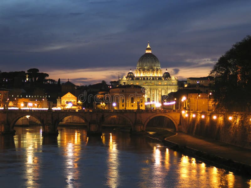 St. Peter Dome in Vatican, night