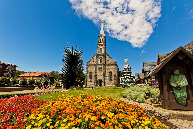 St Peter Kerk De Gramadostad, Rio Grande doet Sul - Brazilië stock foto's St Peter Kerk De Gramadostad, Rio Grande doet Sul - Brazilië stock foto's