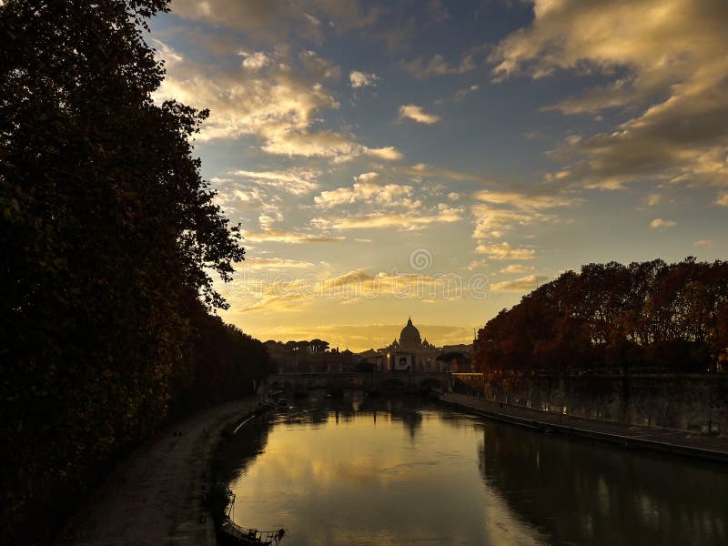 St. Peter`s Basilica at sunset, Vatican