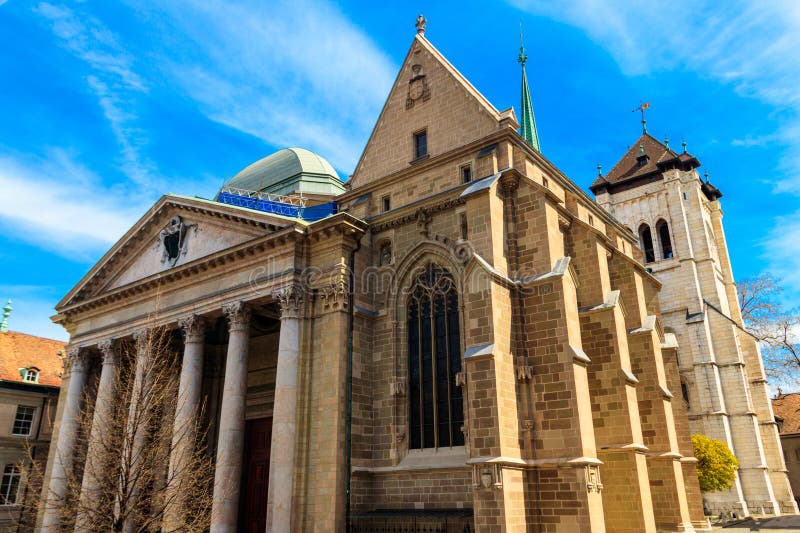 St. Peter S Cathedral in Geneva, Switzerland Stock Image Image of