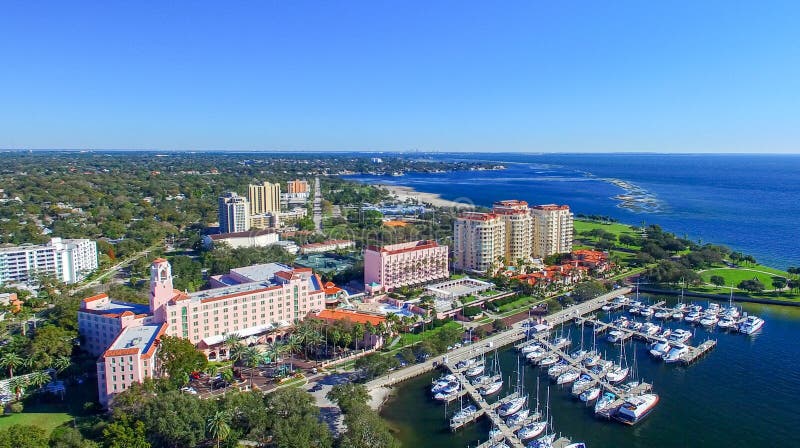 ST PETERBURG, FL - FEBRUARY 2016: Aerial city view. St Petersburg is a major attraction in Florida